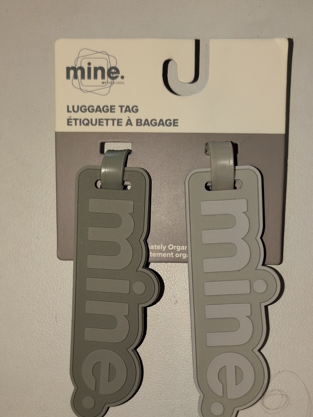 mine. Silicone Luggage Tags — Dual Gray Set
